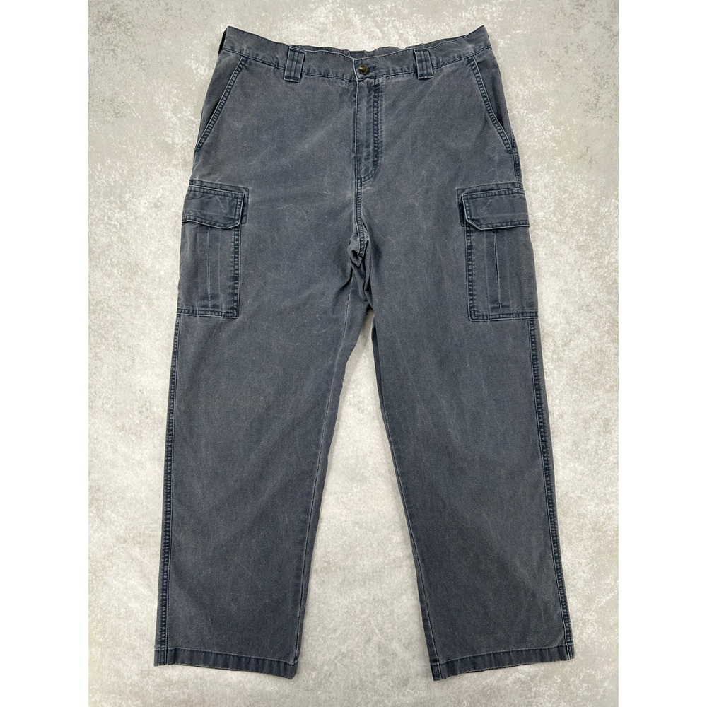 LL Bean Cargo Pants Charcoal Gray Faded Relaxed Fit Straight Leg 36x29